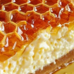 Tarta de queso con forma de panal