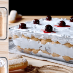 Semifreddo de yogur y cerezas negras